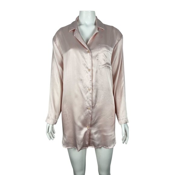Vintage Victoria's Secret Satin Sleep Shirt XS Long Sleeve Button Down Pajamas - Picture 1 of 8